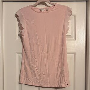 Ted Baker Women’s Scallop Sleeve Pink Tee